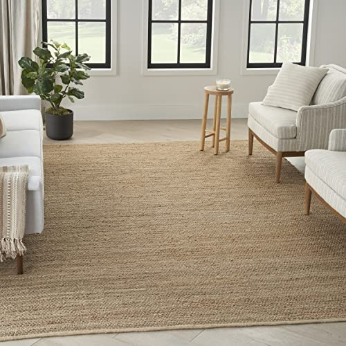 Nourison Home Natural Jute Natural 7' x 10' Area Rug - Easy Clean, Non Shedding, Bed Room, Living Room, Dining Room, Kitchen (7' x 10')