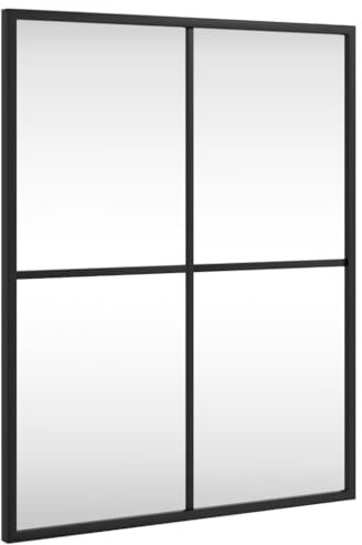 vidaXL Wandspiegel, Hängend Rechteckig Spiegel Badspiegel, Fensterspiegel für Badezimmer Wohnzimmer, Dekospiegel Flurspiegel, Schwarz 40x50 cm Eisen