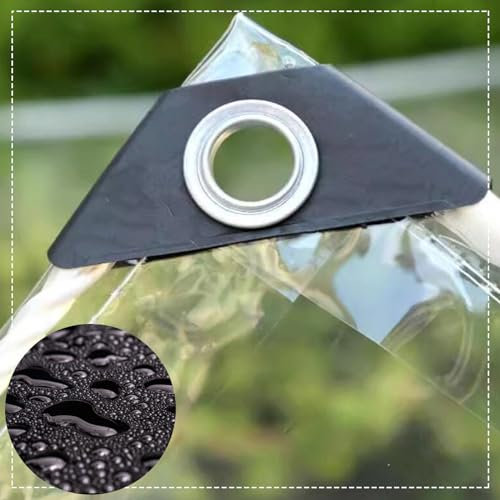 Bâche Imperméable 1/1.5/1.8/2m Bâche Plastique Transparente,Rideaux de Séparation Extérieur,Bâche de Protection Pliable en Pvc,Verre Souple/100% Étanche,pour Carport Pergola,clear-2.3×2.3m/7.5×7.5ft