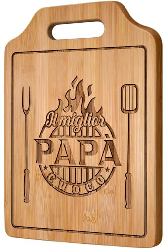 Giftasy Regalo Papà, Regalo Papa Compleanno - Tagliere in Bambù Inciso, Idee Regalo Papa, Regalo dei Figli per il Padre Cucina Originali, Regalo Festa del Papà