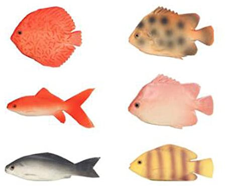 EMAFORO Fischspielzeug 6 Stück künstliche Fische Fisch Katzenspielzeug Haustiere Kissen Kauen Biss Kick Zubehör für Katze Kätzchen Kitty Wackelfisch