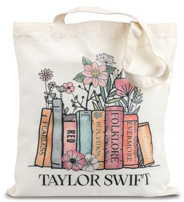 Bateya Stofftasche Bedruckt Vintage Album Inspirierte Tragetasche Damen, Aesthetic Tragetaschen Baumwolltasche Leinentasche Geschenk für Musikliebhaber Sänger Fans