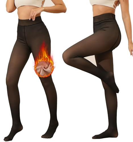 CHLDYCST Thermo Strumpfhose Damen Winter Gefütterte Strumpfhose Fleece Thermostrumpfhose Warm Leggings High Waist Dicke Pantyhose