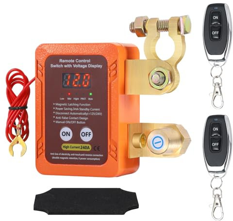 BOWEICORE Coupe Batterie Voiture, Coupe Circuit Batterie 12v, Coupe Circuit Voiture avec Affichage de Tension LED, Intelligent 240a Coupe Batterie pour Auto, RV, ATV, Camion, Bateau