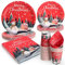 PARTY GO Christmas Plates 96pcs Paper Plates, Christmas Tableware, Xmas Decorations Dinner Set, Clude Christmas paper plates, Cups and Napkins, 24 Guests Christmas Party Tableware Set