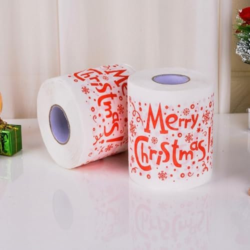 Aprilsunnyzone Lot de 6 rouleaux de papier toilette pour décorations de Noël, Père Noël, bureau, chambre, papier toilette, impression drôle (C)