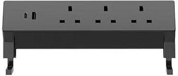 FlexiSpot Extension Lead with 2 USB Slots 1.8M, 3 Way Desk Clamp Power Strip, Multi Plug Adopter, Desktop Mounted Power Extension Connect, Extension Cable for Home Office, Black