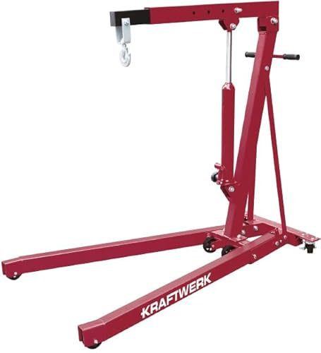 KRAFTWERK Motorkran | Mobiler Werkstattkran 1 t | Zusammenlegbarer Motorheber | Kran für Schwere Gegenstände, Montage und Reparatur | Niedrige Unterfahrhöhe Mobilkran Art. Nr. 401.010.001