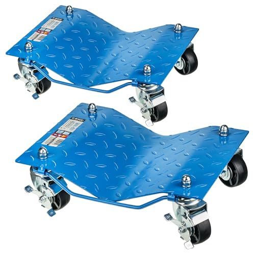 Stix Rangierhilfe für Auto 2 Stück - Rangierroller 680 kg Tragkraft je Rad, für Werkstatt & Garage, Stahlplattform 300 mm Reifenbreite