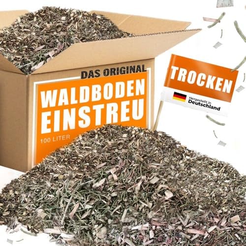 Waldboden-Einstreu 110 L (2×55 L) für Terrarien & Kleintiere | trocken, saugstark, staubarm, kompostierbar, regional, Rinde Nadeln und Holz, Naturstreu Hühner, Reptilien Bodengrund