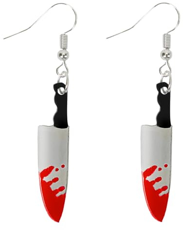 Halloween Ohrringe, Blutiges Messer Blut Horror Schmuck Accessoires für Halloween Kostüm Messer, Damen Mädchen Mottoparty Karneval Cosplay Verkleidung Earrings
