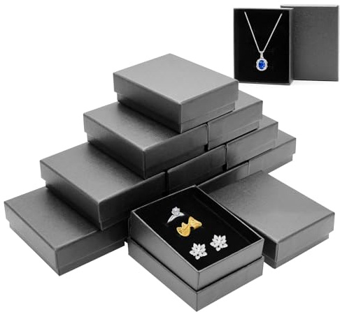 TETEWEVER 12 Stück Schmuck Geschenkboxen Klein Schmuck Geschenkbox | Schmuckschachtel 9 x 7 x 3cm Geschenkschachtel aus Karton mit Deckel für Ketten Ohrringe Armbänder Ringe