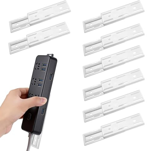 8 PCS Power Strip Adhesive Punch-Free Socket Holder, Self Adhesive Power Strip Wall Mount for Cable Management at Home & Office