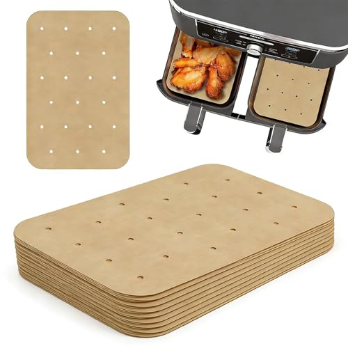 150PCS Air Fryer Liners Unbleached Parchment Paper Rectangle Perforated Nonstick airfryer Liners air Fryer Sheets for Baking Ninja Foodi Dual