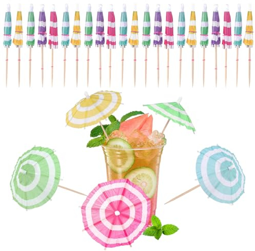 EKKONG 50 Stück Cocktail Deko,Cocktail Party Dekorationen,Cocktail Schirmchen für Obstkuchen Desserts Lebensmittel Partydekoration Deko Schirmchen