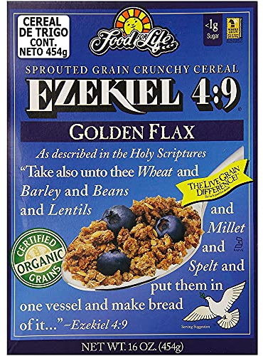 Food For Life Ezekiel 4:9 Organic Sprouted Grain Cereal, Golden Flax, 16-Ounce Boxes (Pack of 6)