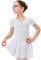tanzmuster ® Ballettkleid Mädchen Kurzarm - Betty - aus Baumwolle mit Glitzersteinen und Chiffon Röckchen in weiß, Größe:128/134