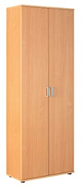 Inter Link – Mehrzweckschrank – Aktenschrank – Allzweckschrank – 2 Türen – Breite:70cm – Tiefe: 34 cm – Höhe: 190 cm – inkl. 5 Einlageböden – Melaminbeschichtet – Vetra – Buche Nachbildung