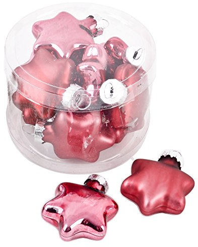 Weihnachtskugel Sterne Premium 10er Set Glas 5x4x2cm Xmas Baumschmuck (Pink)