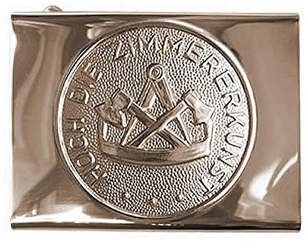 Gravurmanufaktur Berlin Zimmerer Handwerk & Zunft Koppelschloss - versch. Ausführungen/Embleme, Fuer-45mm-breite-Koppelguertel, Schloss silbern / Emblem silbern