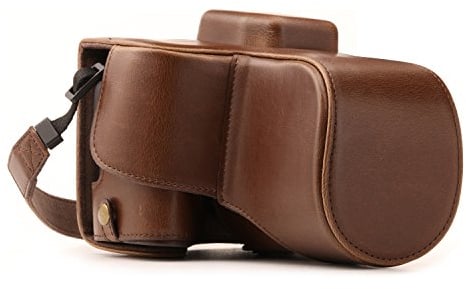 MegaGear MG1304 Ever Ready Leather Camera Case compatible with Canon EOS 250D, 200D (18-55mm) - Dark Brown