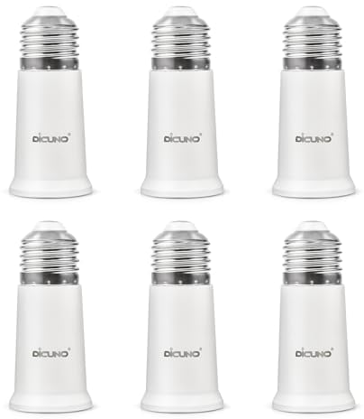 DiCUNO E27 5CM Verlängerung, E27 Sockeladapter, Konverter für LED-Lampen und Glühnlampen, 200W, 250V, PBT-Kunststoff, 6er-Pack