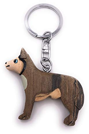 H-Customs Husky Hund Schlittenhund Holz Edel Handmade Schlüsselanhänger Anhänger