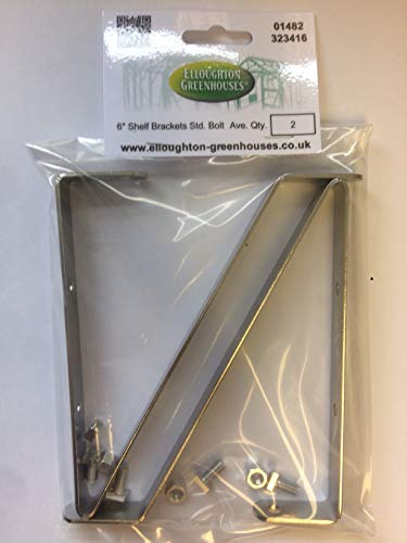 Stainless Steel Greenhouse Shelf Brackets 6 Wide - Two Brackets with Cropped Nuts & Bolts