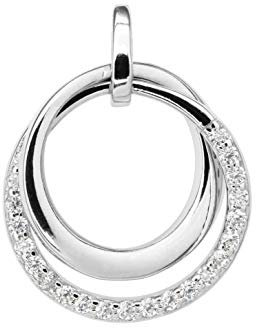 ANDANTE 925 Sterling Silber Damen Kettenanhänger Anhänger ** Lily ** Doppelter Kreis mit weißen Zirkoniasteinen