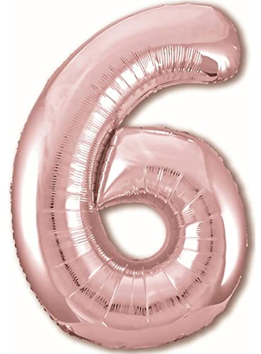Luftballon 6. Geburtstag Zahl 6 Rosegold XXL Riesen Folienballon 100cm Geburtstagsdeko Mädchen Ballon Zahl Deko zum Geburtstag. Fliegt mit Helium.