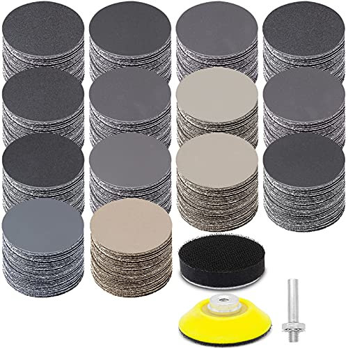 187 Pieces 2 Inch Sanding Disc, GOH DODD Wet Dry Sandpaper with Interface Pad and Backer Plate 1/4 Shank, 60-10000 Grits Grinding Abrasive Sand Paper for Auto Metal Glass Resin Wood Sanding
