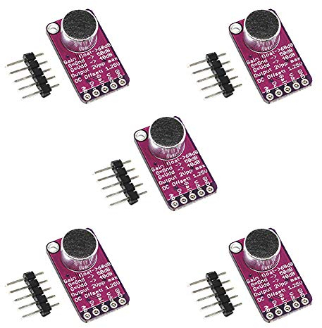 ALMOCN MAX9814 Elektret-Mikrofonverstärker mit automatischer Verstärkungsregelung für Arduino, 5 Stück