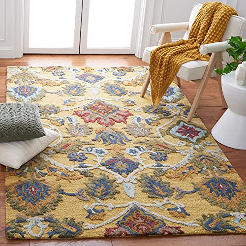 SAFAVIEH Blossom Collection 5' x 8' Gold/Multi BLM402D Handmade Floral Premium Wool Living Room Dining Bedroom Area Rug