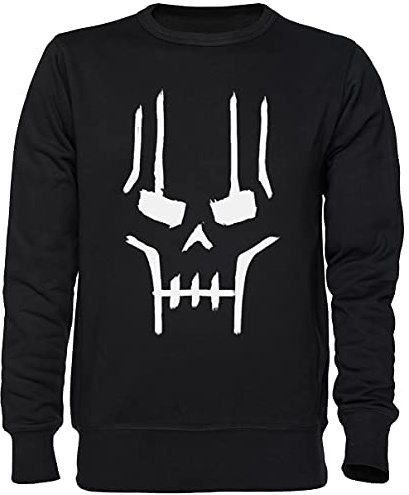 Capzy Necron Gesicht Schwarz Jumper Sweatshirt Unisex Herren Damen Größe XL Black Unisex Jumper Size XL