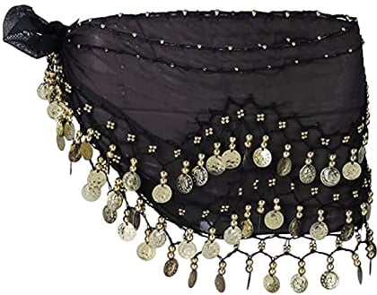 Bauchtanz Hüfttuch Damen Bauchtanz Gürtel Chiffon Hüfttuch Bauchtanz Gürtel Bauchtanz Kostüm Gürtel Für Orientalische Tanz Damen Mit 128 Münzen Für Frau Für Bauchtanz,Zumba,Yoga-Klasse Latin Show