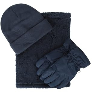 Mountain Warehouse Kids Ski Accessories Set - Warm & Cosy, Water-resistant, Fleece Lining - Best for Tennis, Fishing, Running, Camping, Hiking & Outdoors Navy M