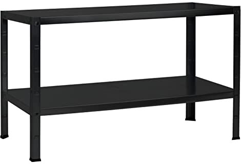 Schulte Regalwelt Steckregal mit 2 PowerMAX Fachböden, 65 kg Tragkraft, 43x100x40 cm (HxBxT), schwarz-Struktur, Blackline, Lagerregal, Werkstattregal, Kellerregal, Garagenregal, Metallregal