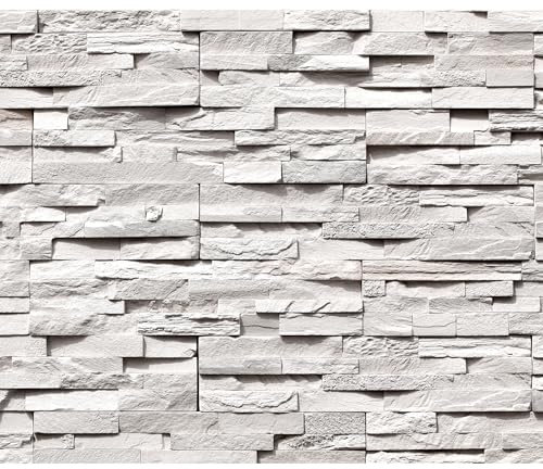 decomonkey Fototapete Steine 3D Optik 450x315 cm Tapete Fototapeten Vlies Tapeten Vliestapete Wandtapete Moderne Wand Wandbild Schlafzimmer Wohnzimmer Küche Büro Flur Steinwand Ziegel Deko Grau