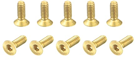 sourcing map 20Stk. Flachkopf Kopfschraube M2-0,4x6mm Messing Innensechskantantrieb Schraube