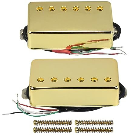 FLEOR Humbucker Doppelspulen-Tonabnehmer, Hals- und Steg-Tonabnehmer, Keramikmagnet, kompatibel mit E-Gitarre im LP-Stil, Ersatz für Gitarrenteile, Gold