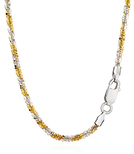 NKlaus 45cm Singapurkette 925 Silber Gelbgold Vergoldet elegante Halskette Breite: 2,2mm Collier 4,45g schwer 11897