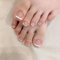 TMUT 24pcs French False Toenails White Tip Press on Toe Nails Nude Stick on Toe Nails Removable Glue-on Toenails Fake Toe Nails Full Cover Acrylic Toe Nail Art Tips for Women Girls, Pack of 24