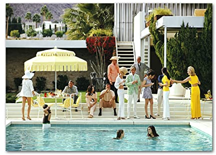 XCPORA Slim Aarons Poster Vintage Fotografie Wandkunst Slim Aarons Leinwand Malerei Poolside Glamour Drucke für Home Wanddekoration Bild 60x80cm Kein Rahmen
