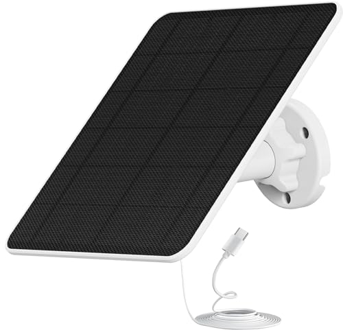 Panneau solaire pour caméra de sécurité, panneau solaire USB 6 W pour caméras DC 5 V, chargeur de panneau solaire pour caméra USB-C (6 W-1Pack USB-C)