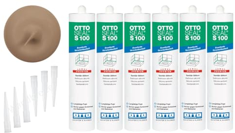 OTTOSEAL S 100 Premium-Sanitär-1K-Silicon Dichtstoff matt 6 Kartuschen auf Acetat Basis Otto Chemie (6x matt bahamabeige C8685)