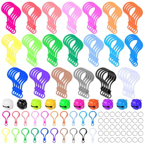 150 PCS Lanyard Clips and Hooks, Multicolor Lobster Clasp Keychain Plastic Lanyard Clips with Jump Rings, Lanyard Hook for Keychain Clasp, Plastic Keychains Backpack Clips for Crafts DIY Handmade