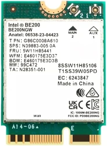WiFi 7 Intel BE200 Tarjeta de Red Inalámbrica BE200NGW | Bluetooth 5.4 | 8774Mbps | 802.11AX MU-MIMO OFDMA | Tribanda 2,4G/5G/6 | para Computadoras PC Windows 10/11 64 bits