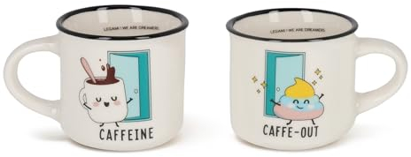 Legami - Tasses à café Espresso For Two, lot de 2 tasses à café en porcelaine New Bone China, tasse à café lavable au lave-vaisselle, thème Poo, diamètre 5,5 cm, capacité 50 ml, MM0019