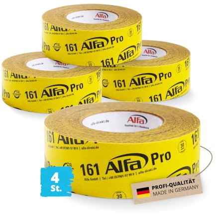 Alfa 4x Spezialklebeband 60 mm x 40 m – Dampfsperren Klebeband luftdicht | Profi Qualität – Aggressiv klebendes Systemklebeband für Dampfsperren und Dachfolien, alterungsbeständig und lösemittelfrei