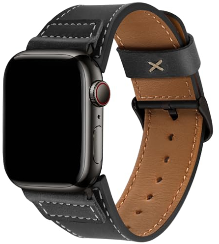 Wristitani Echtes Leder Vintage Armband Kompatibel mit Apple Watch Lederarmband 44mm 45mm 46mm 42mm 49mm 41mm 40mm 38mm, Ersatzarmbänder Damen Herren für iWatch Ultra 2 Serie 10 9 8 7 SE 6 5 4 3 2